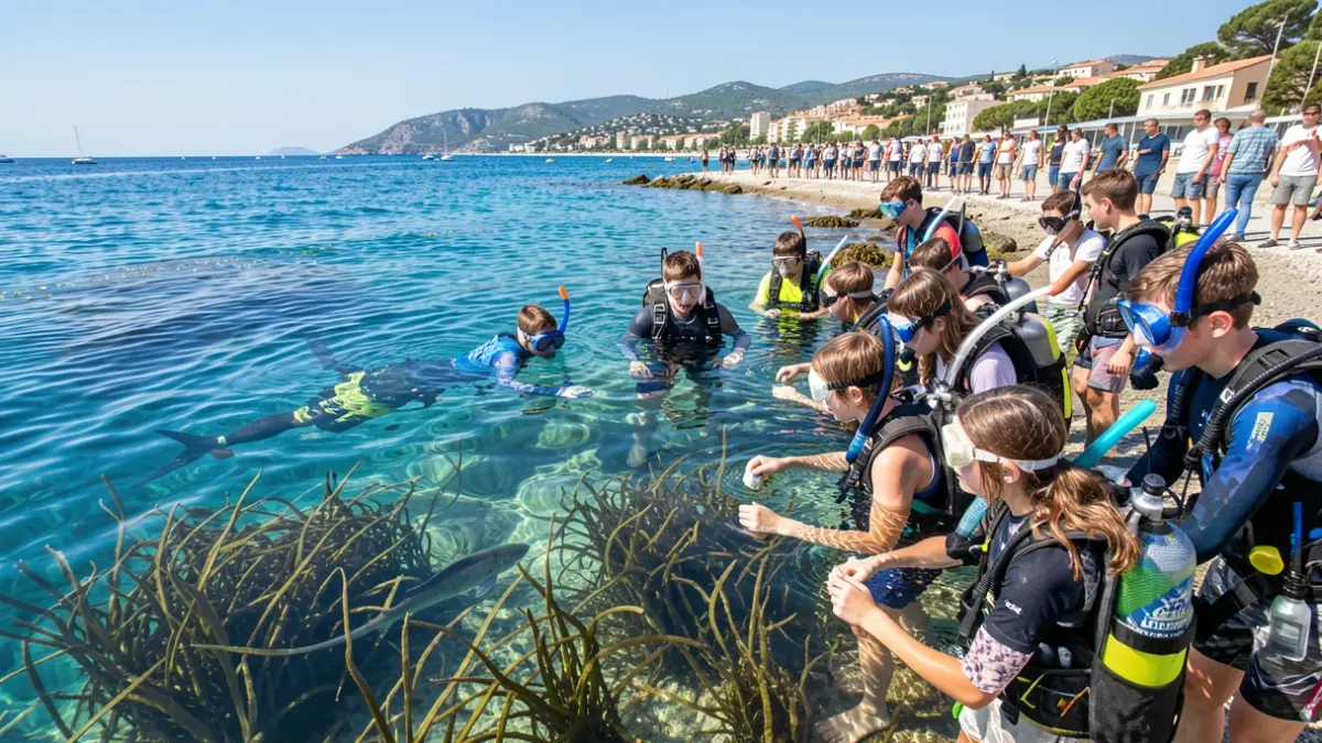 Des lycéens en plongée pour découvrir la biodiversité marine de leur Aire Marine Éducative à La Seyne-sur-Mer.