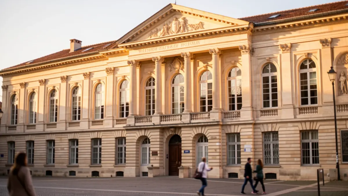 Façade de l'université d'Aix-Marseille, bâtiment historique sous le soleil de l'après-midi.