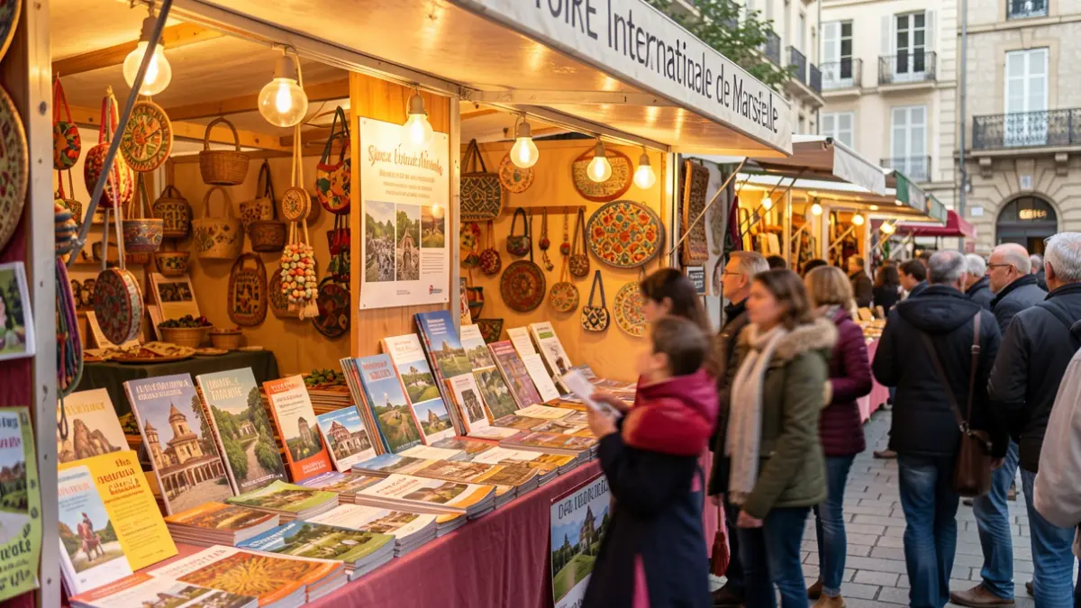 Allauch's stand at the Foire Internationale de Marseille, showcasing local tourism and heritage.