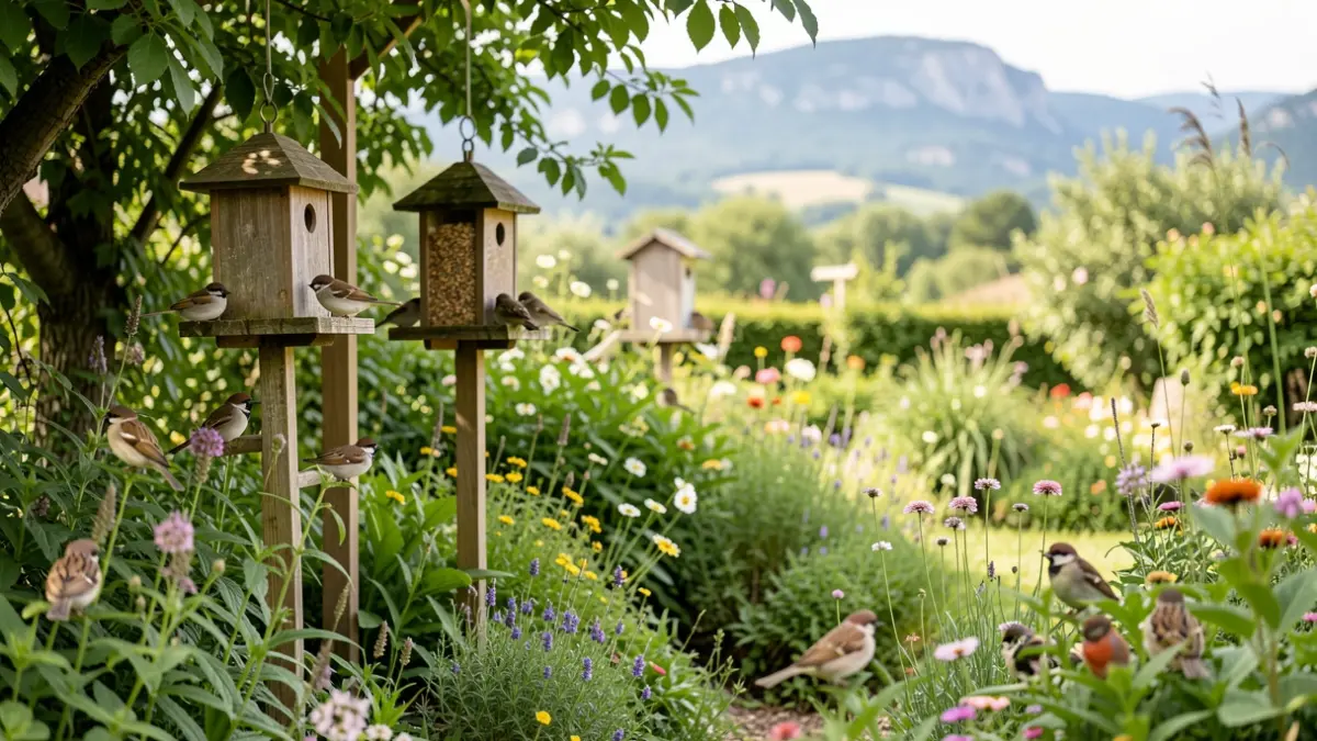 Generic image of a bird-friendly garden in Southern France.