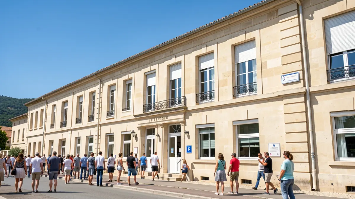 Exterior of a municipal school in Château-Arnoux-Saint-Auban, prepared for heat.