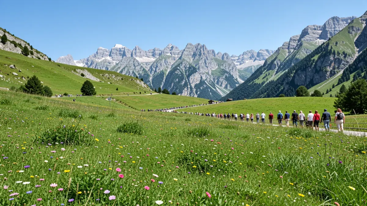 Image générique de prairies alpines fleuries dans le Parc Naturel Régional du Queyras.