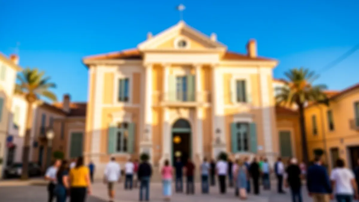 Generic image of the Hyères town hall facade in the sun.