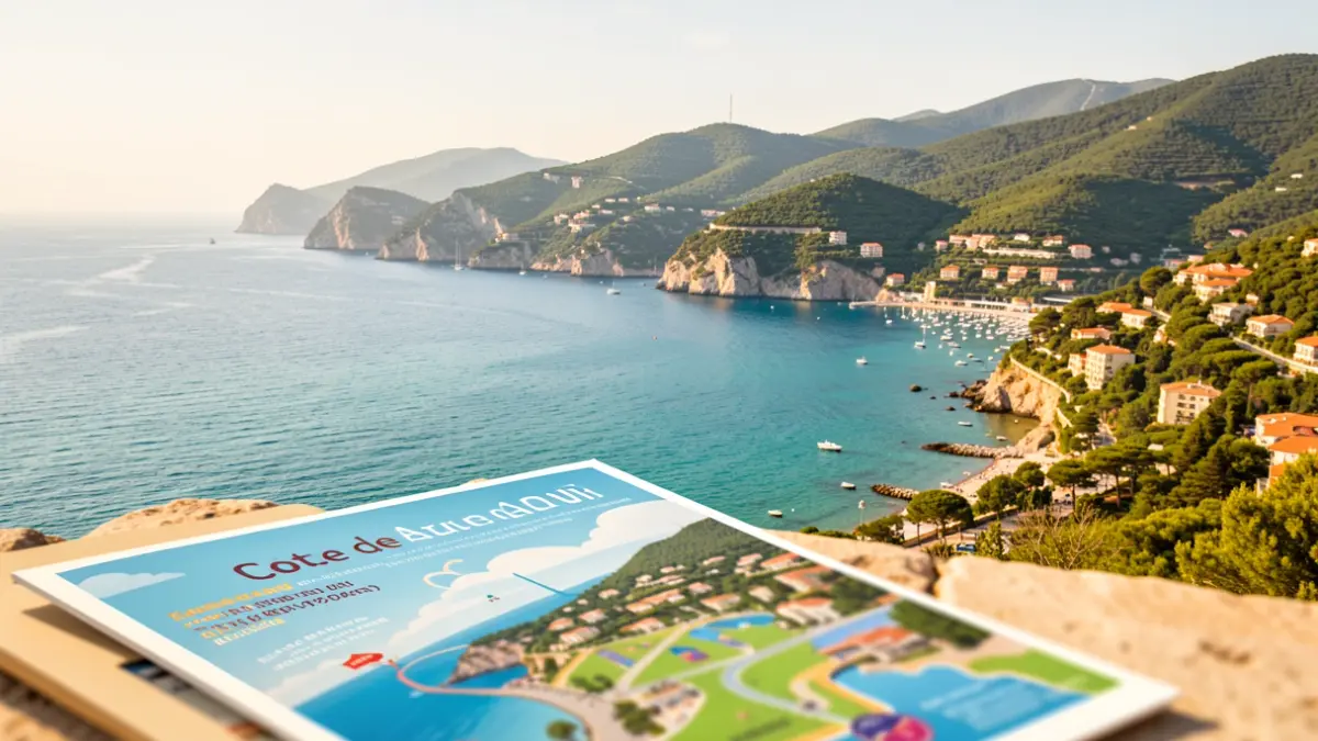Panoramic view of the Côte d'Azur, symbolizing regional tourism.
