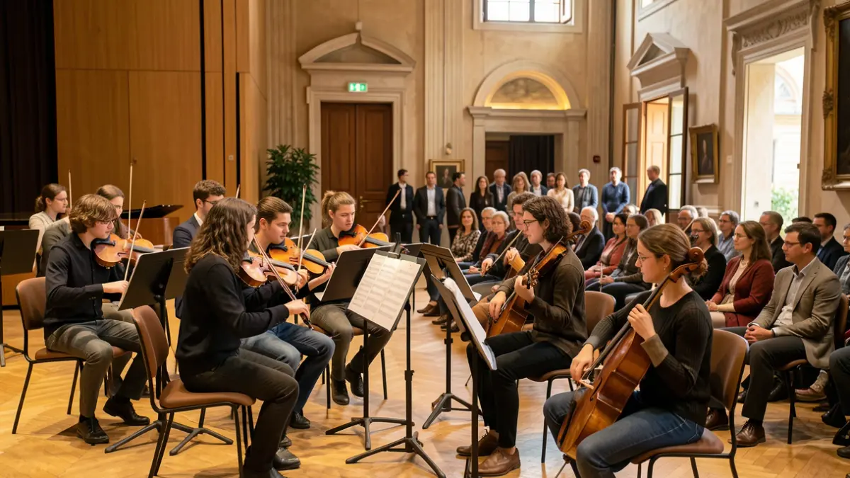 Image générique de jeunes musiciens participant à un échange culturel entre la France et l'Italie.