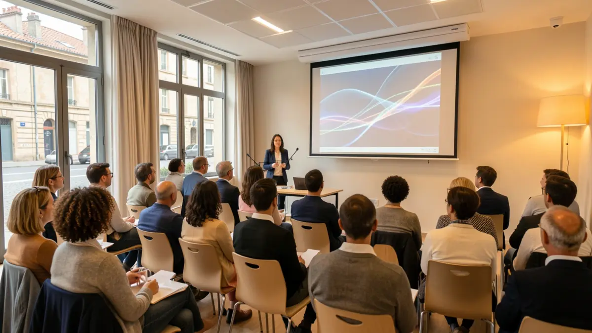 Image générique d'une réunion de formation professionnelle dans un centre communautaire.