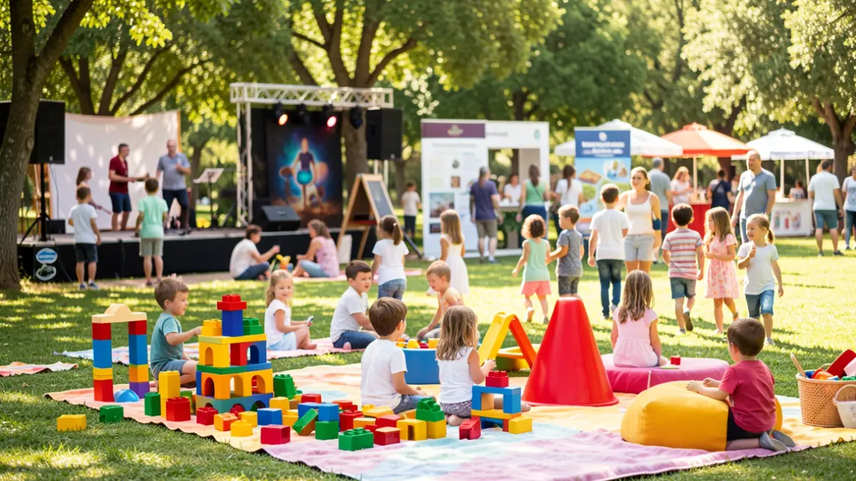 Generic image of an outdoor children's festival with fun workshops and shows.