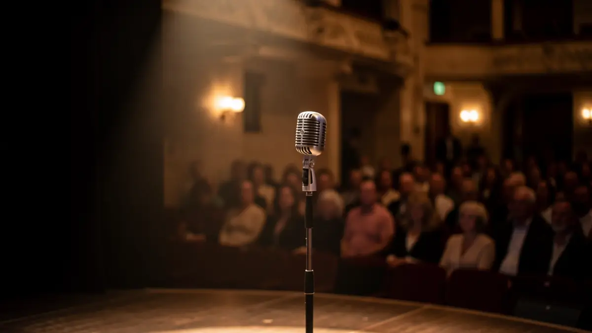 Image générique de scène de théâtre avec microphone.
