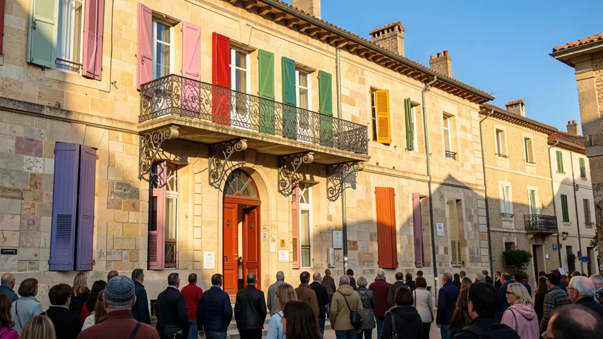 Façade de la mairie du Bar-sur-Loup lors de la journée Octobre Rose.