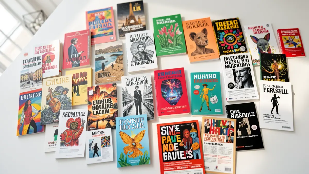 Image générique d'une sélection de livres d'artistes et de flyers d'exposition.