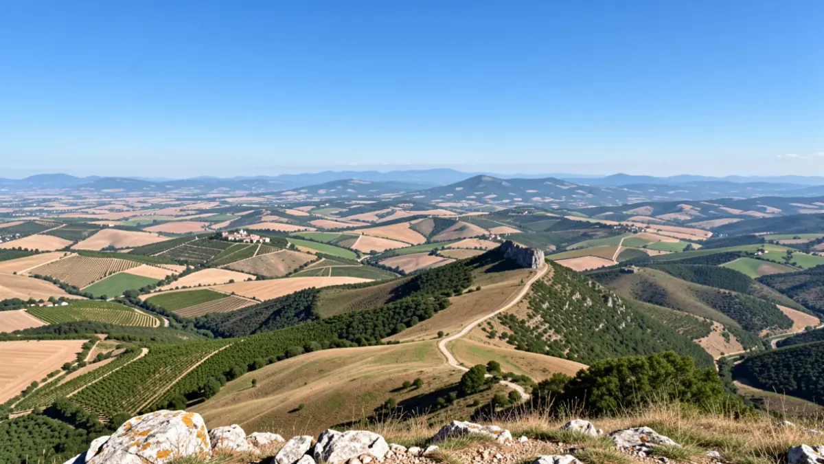 Panoramic view from the summit of Mont-Ventoux, overlooking the Provence landscape.