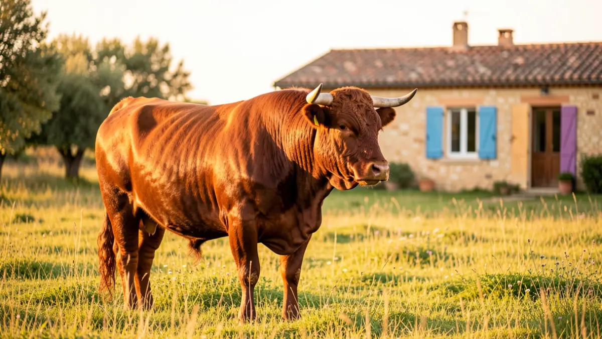 Image générique d'un taureau dans un champ en Camargue.