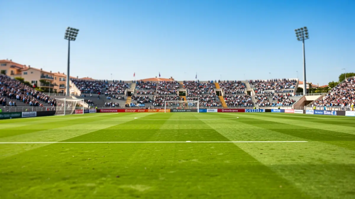 Football pitch at Marcel-Aubour stadium in Saint-Tropez.