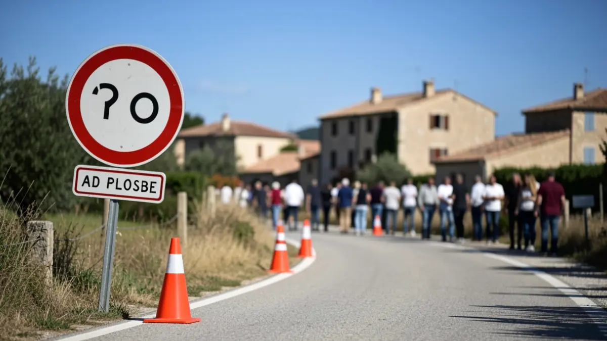 Image générique de déviation routière dans un village du sud de la France.