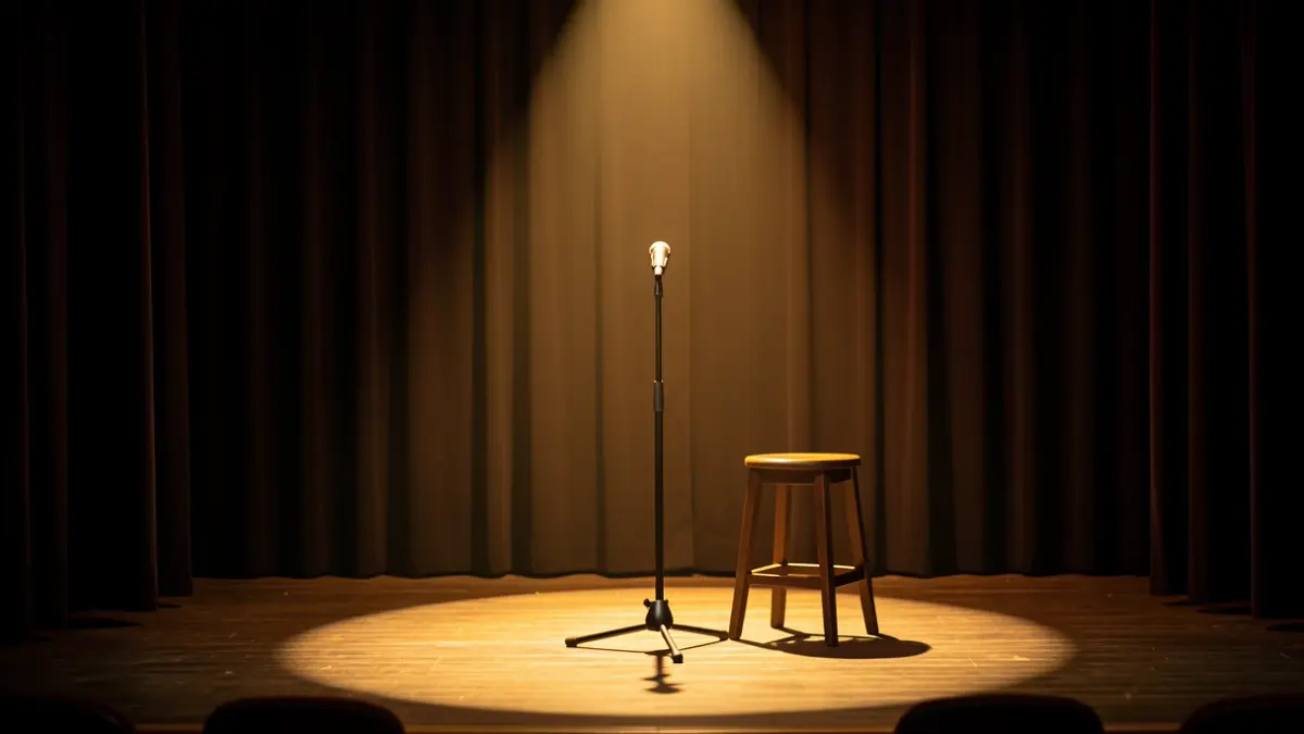 Image générique d'une scène de théâtre vide avec un micro.
