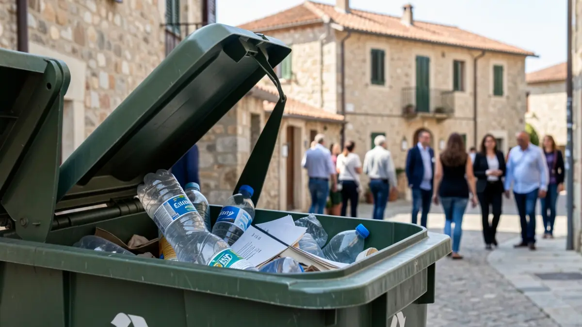 Individual selective sorting bin on a street in Pernes-les-Fontaines.