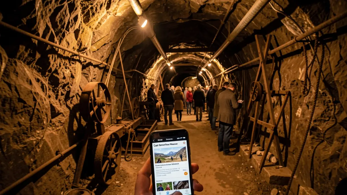 Visite guidée du musée de la mine de Cap Garonne avec un smartphone.
