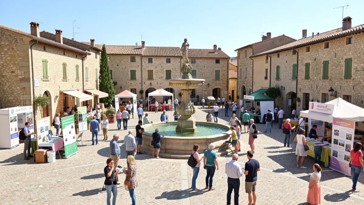Generic image of a lively public square during a risk awareness event.