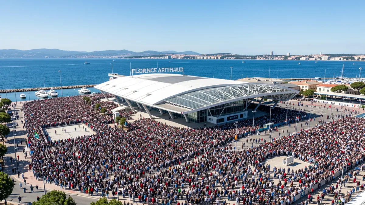 Aerial view of the Stade nautique Florence Arthaud in Marseille during the Ose! Business Circle for Women Entrepreneurs event.