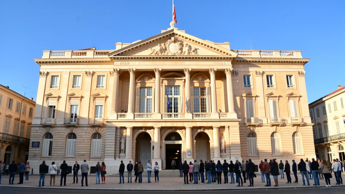 Image générique de la mairie de Toulon sous un ciel bleu.