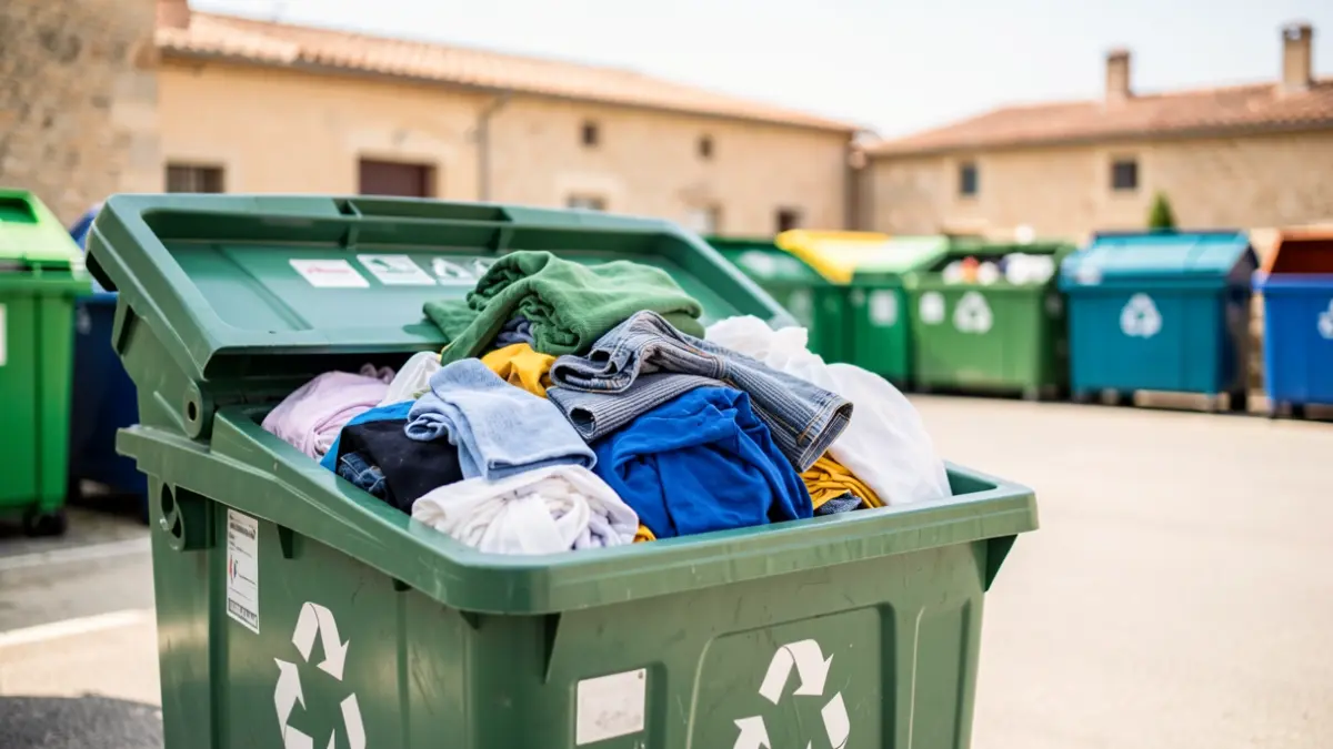 Used textiles drop-off point at the Toulon waste disposal center.