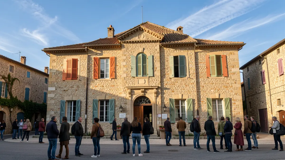 Image générique de la mairie de Tourrettes-sur-Loup, un bâtiment de style provençal baigné par le soleil de l'après-midi.