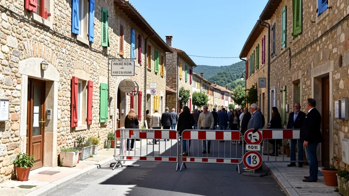 Image générique de travaux de voirie dans un village du sud de la France.