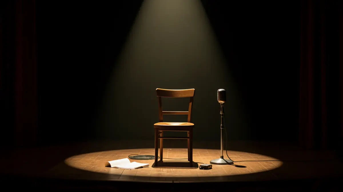 Generic image of an empty theater stage with a spotlight.