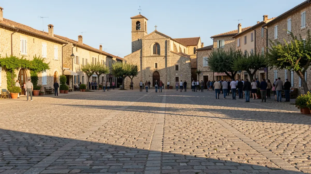 Place de la Madeleine in Tourrettes-sur-Loup, empty and sunny.