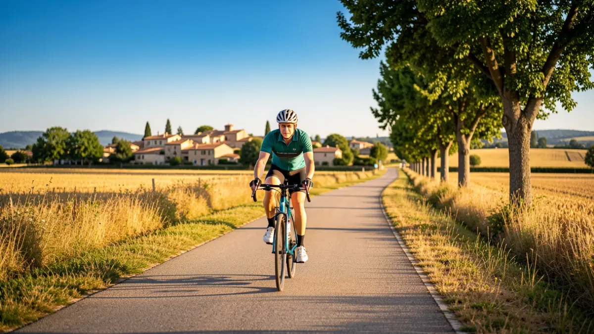 Image générique d'une piste cyclable dans un paysage rural ensoleillé.
