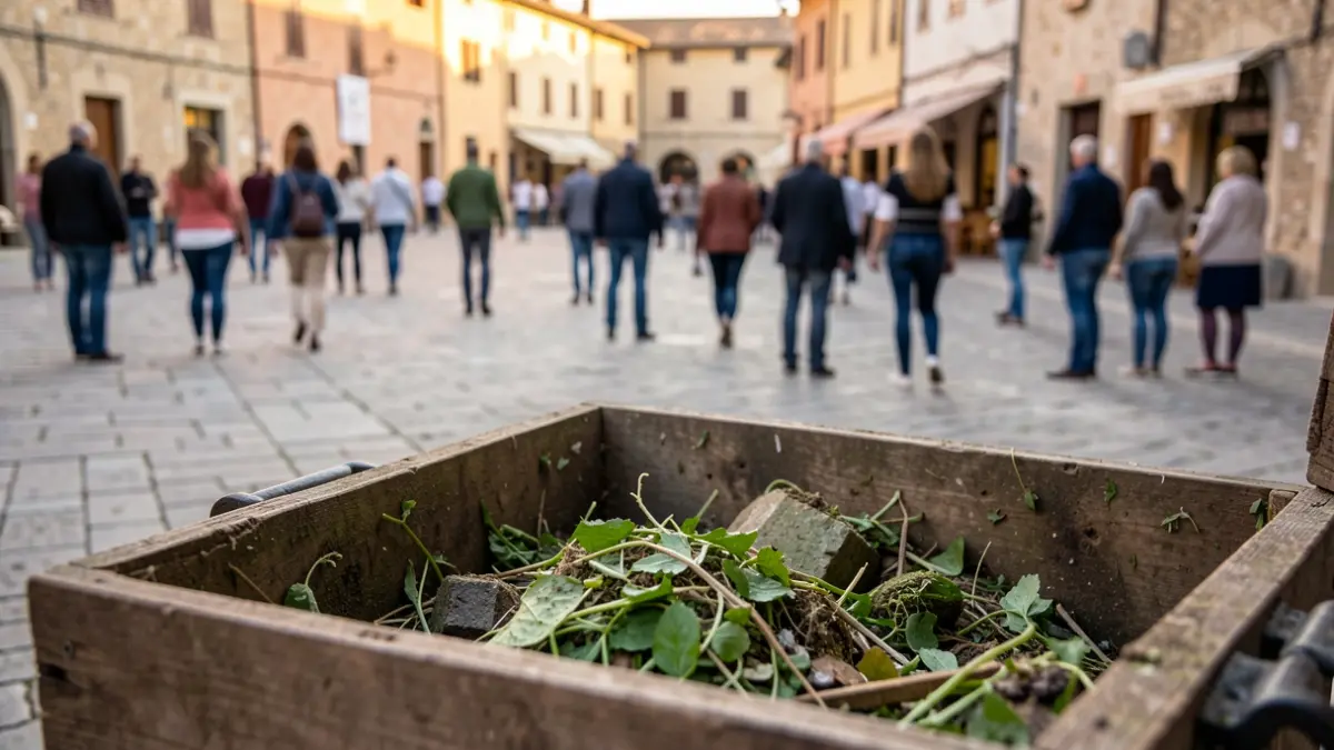 Generic image of domestic composters in a Mediterranean urban setting.