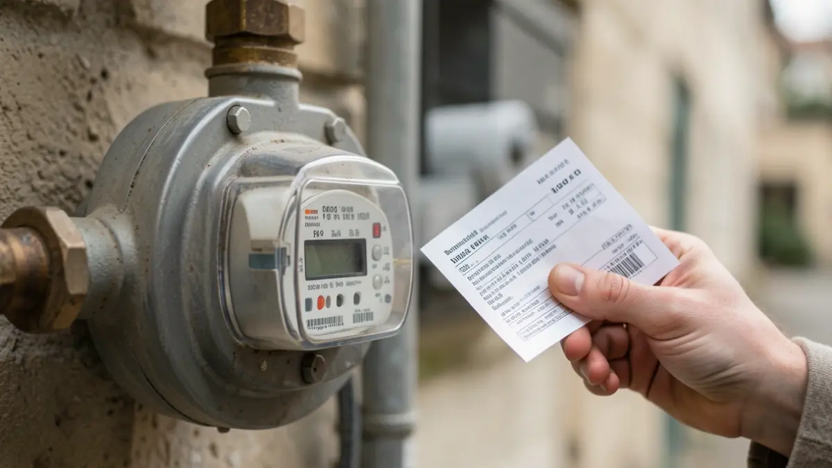 Image générique d'un compteur d'eau et d'une facture, symbolisant les coûts de l'eau.