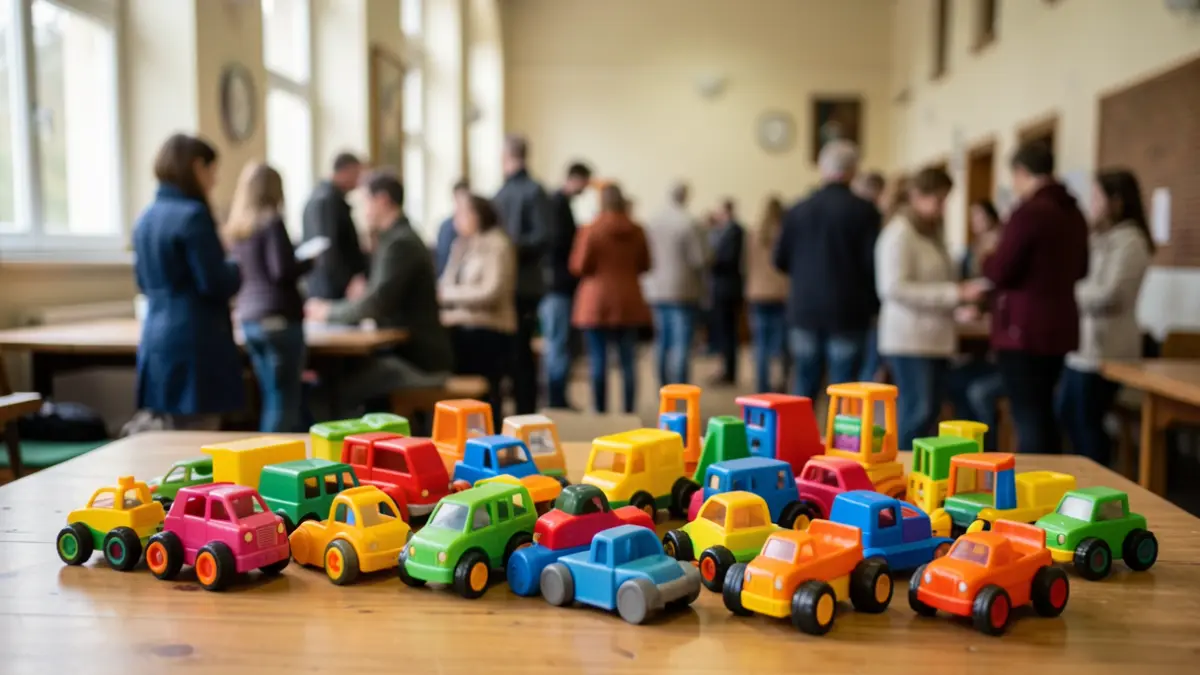 Generic image of collected toys for a charity drive.