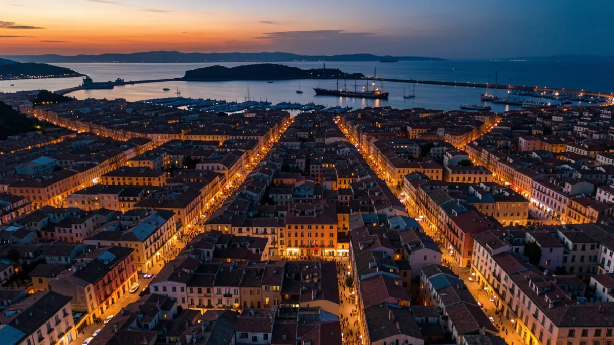 Image générique: avec le Vieux-Port et les rues illuminées.