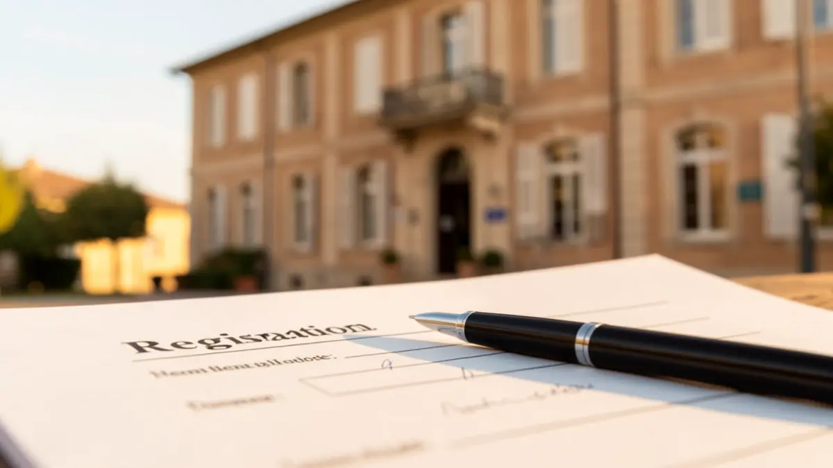 Generic image of a registration form with a pen, in a public service context.