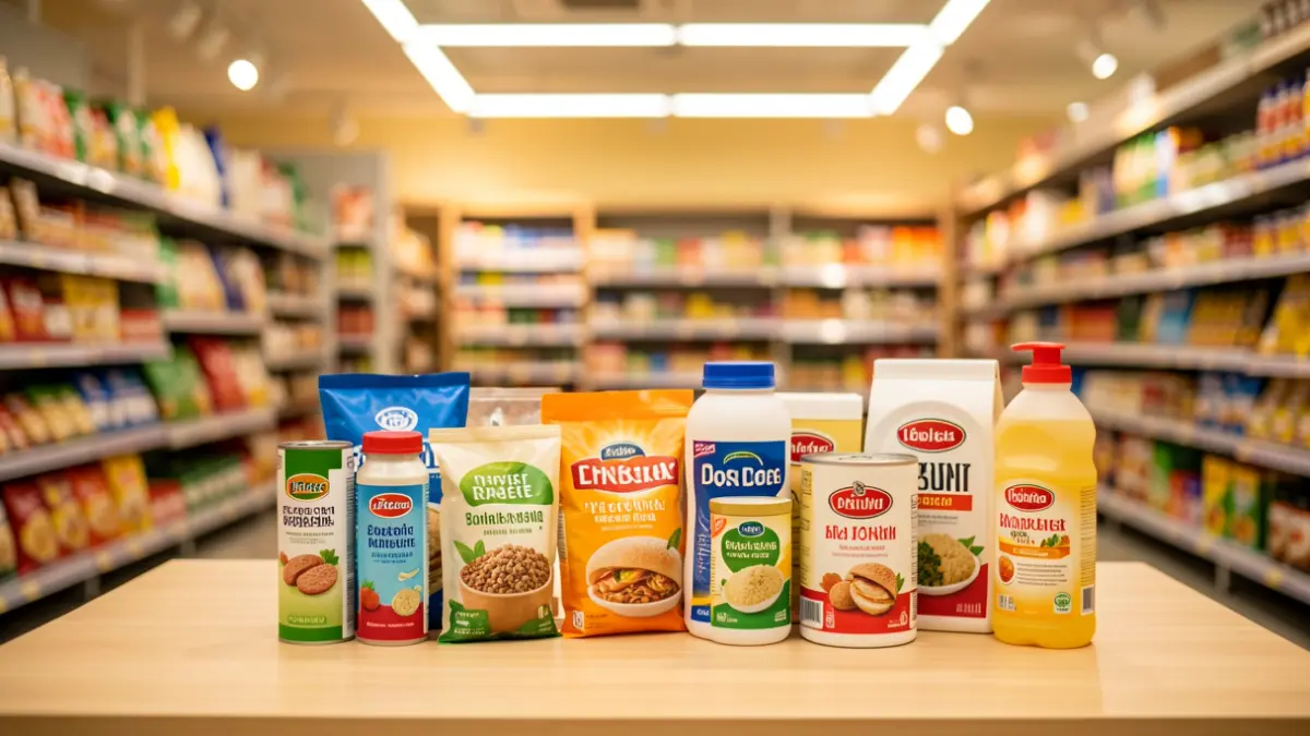 Generic image of food and hygiene products for a collection drive.