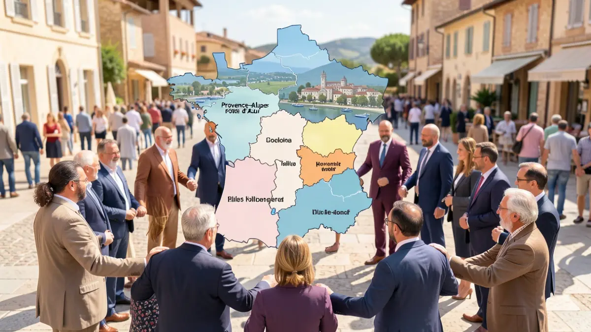 Image générique de citoyens et élus unis pour les transports publics en Provence.
