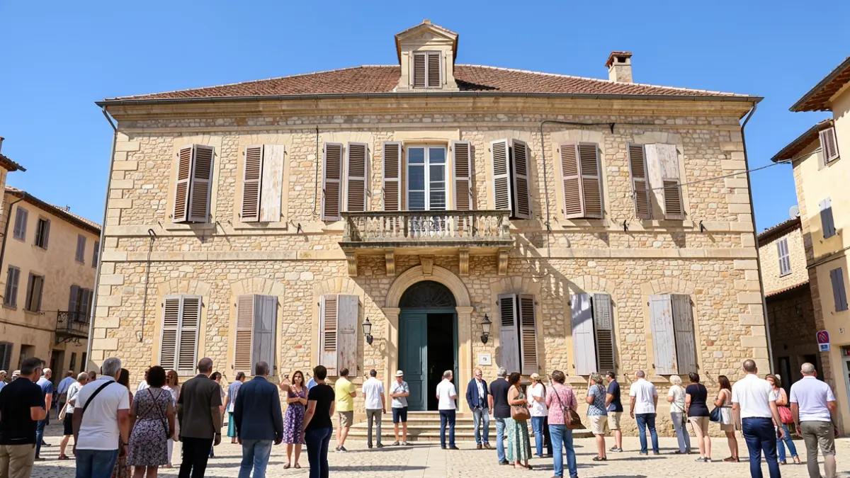 Façade de la mairie de Gréasque sous le soleil.