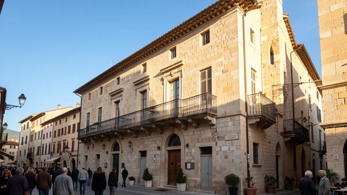 Generic image of the facade of an official building in Southern France, featuring traditional architectural elements and a blue sky.