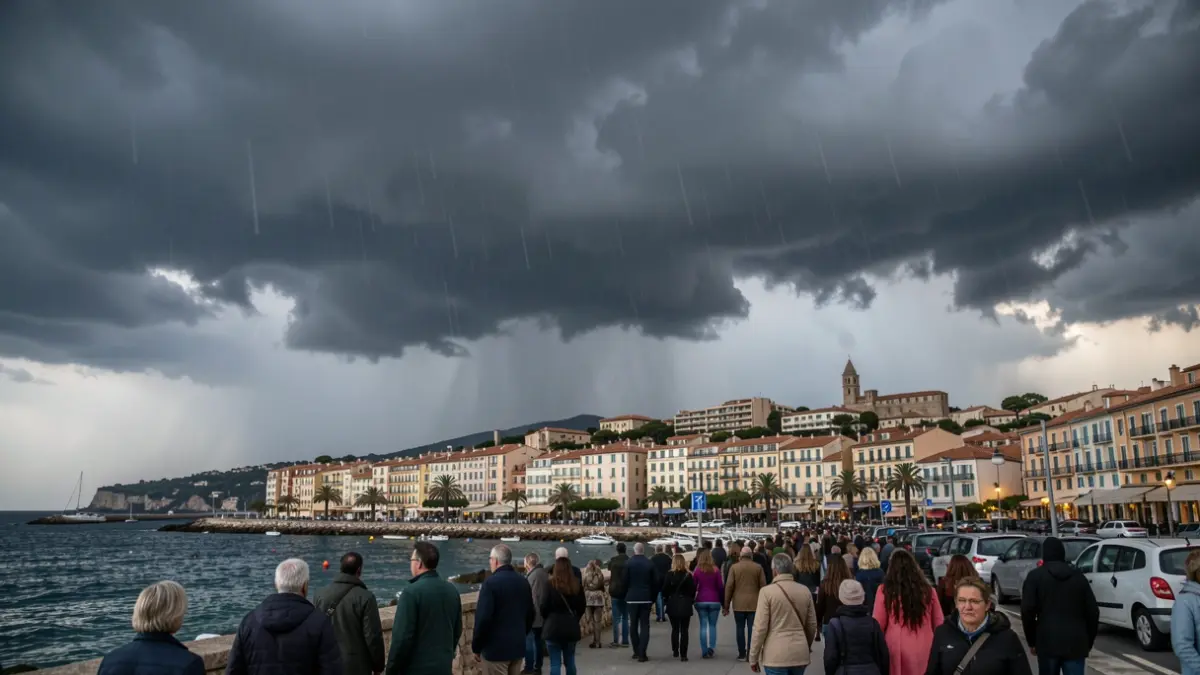 Image générique: avec de fortes pluies et des nuages sombres, éclairage dramatique.