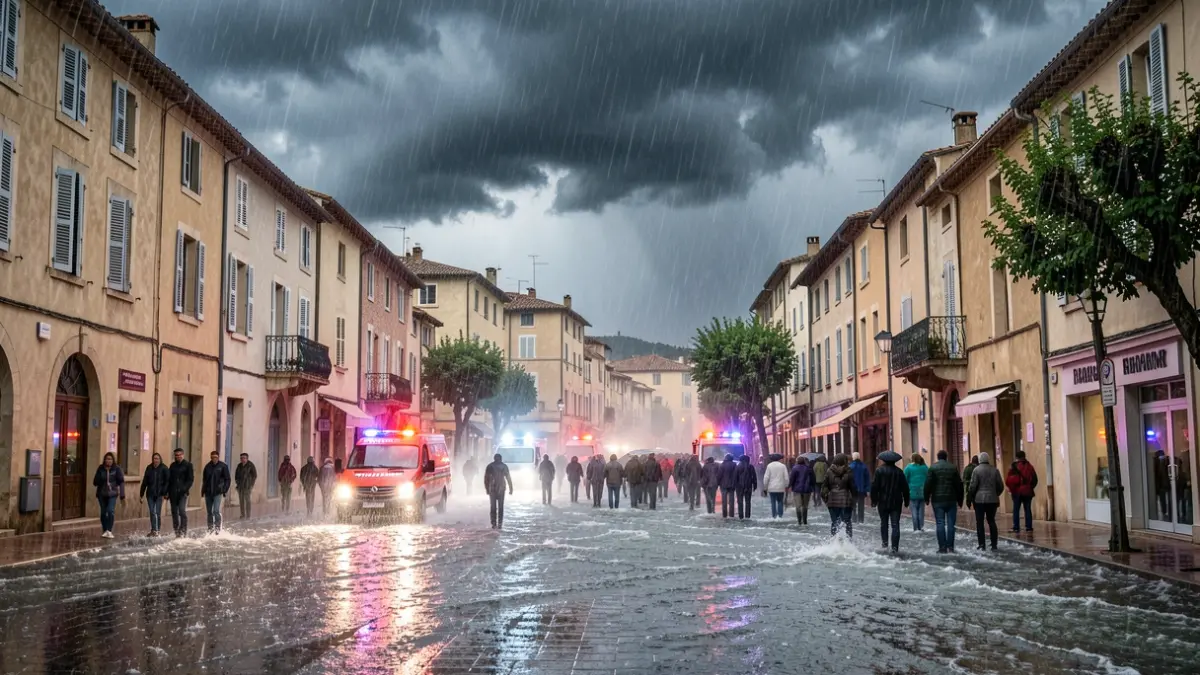 Generic image: with heavy rain and flooded streets.