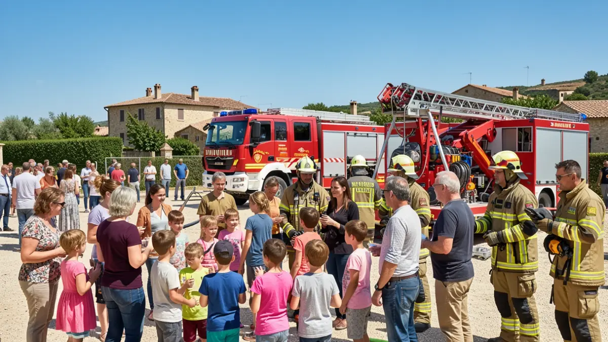 Generic image of firefighters interacting with the public during an open house event.