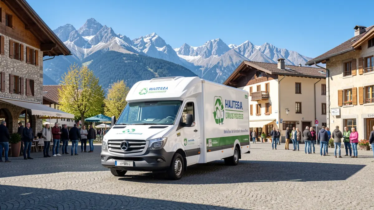 Generic image of a mobile recycling center in a Hautes-Alpes village.