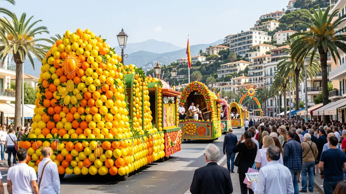 Generic image of floats decorated with lemons and oranges during the Fête du Citron in Menton.