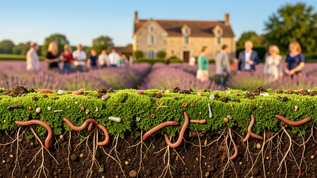 Generic image of living soil and Provence landscape.