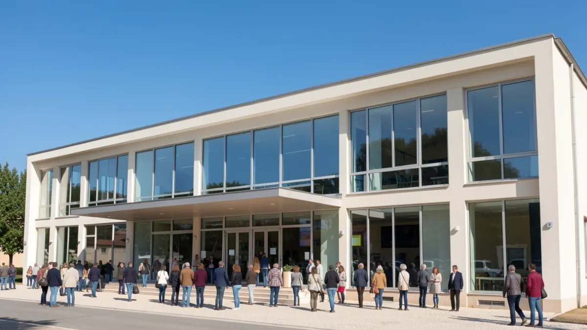 Generic image of a modern media library with large windows under a clear blue sky, symbolizing community engagement and public service.