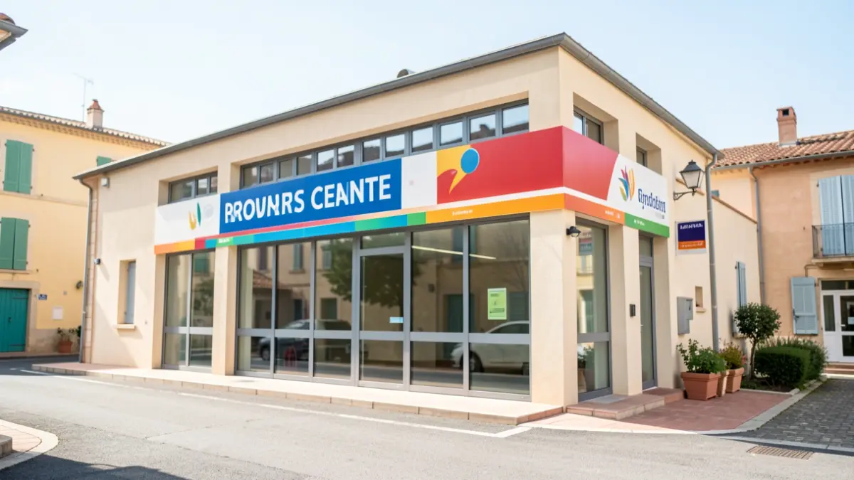 Image générique d'un centre communautaire moderne dans un quartier méditerranéen.