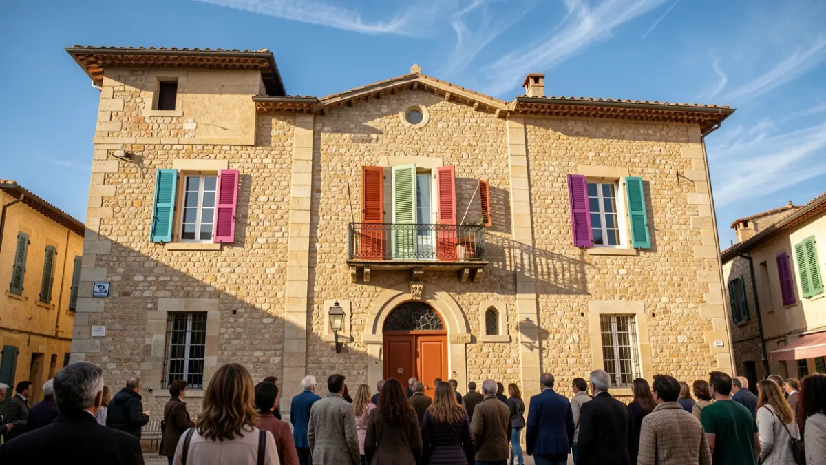 Facade of the Paradou town hall, a Provençal-style stone building.