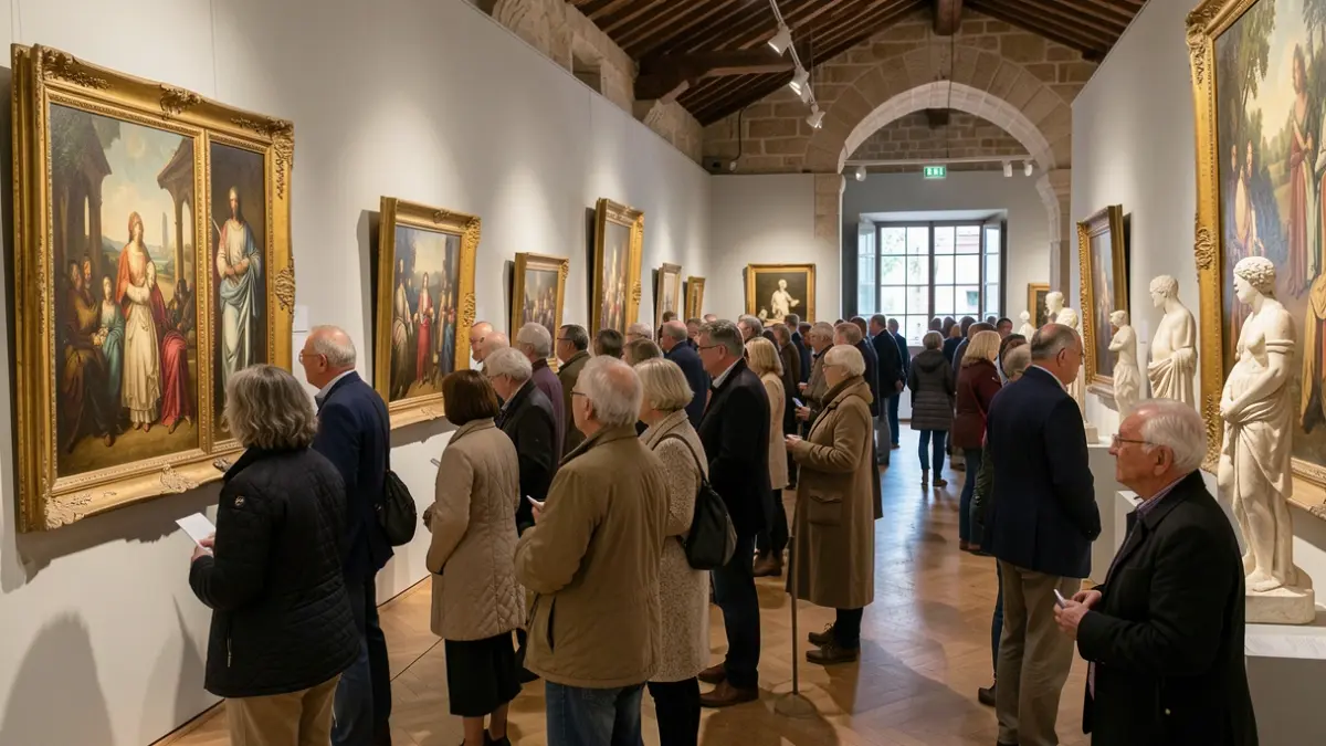 Image générique de personnes examinant des œuvres d'art dans un musée.