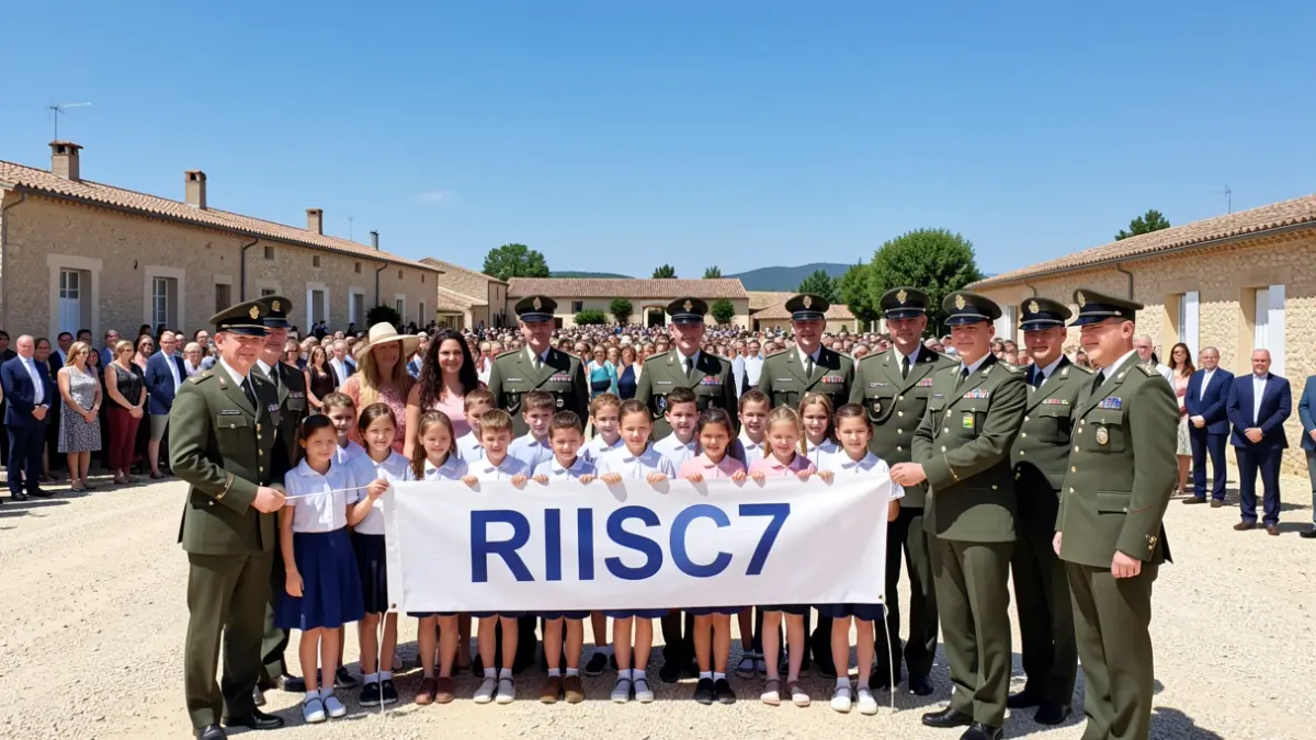 Official ceremony for the presentation of the RIISC7 banner to cadets at Camp Couderc in Brignoles.